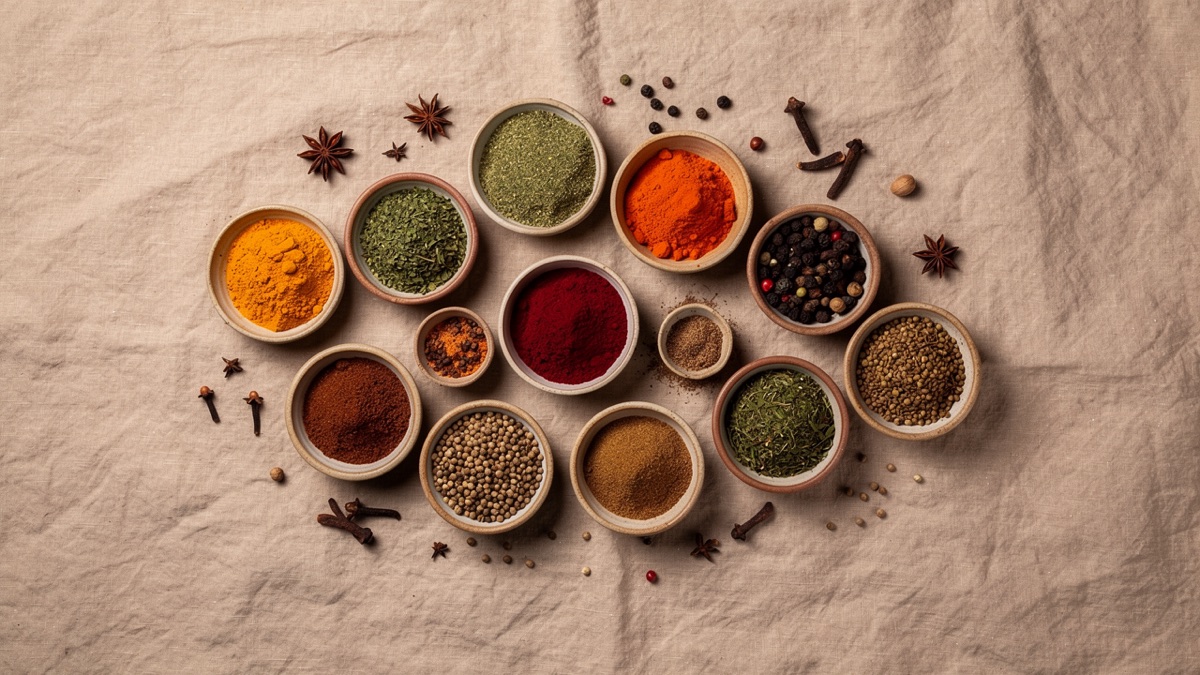 Open sacks of whole spices